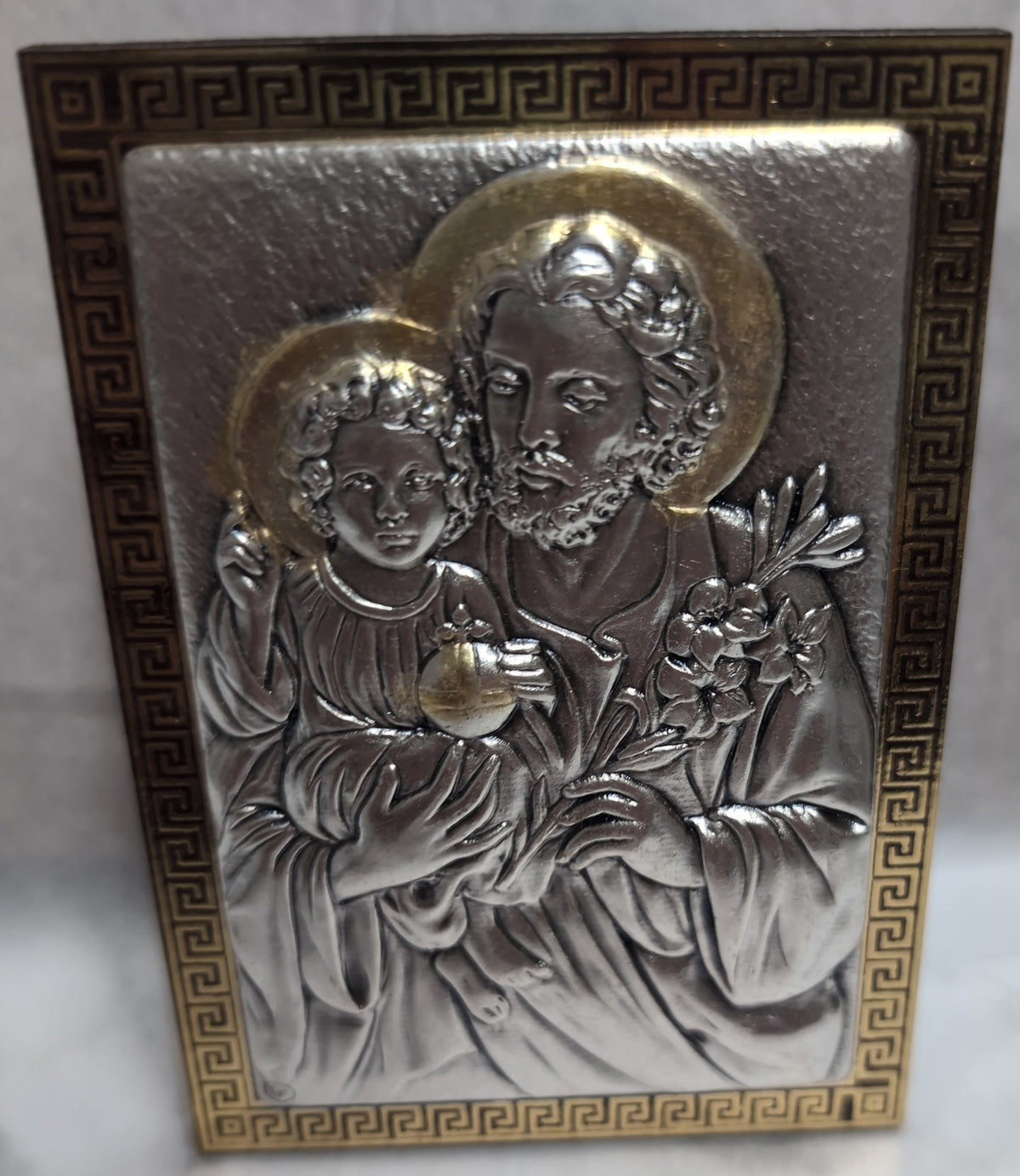 St. Joseph & Jesus 4-1/8" x 3" Pewter Standing Plaque Gift