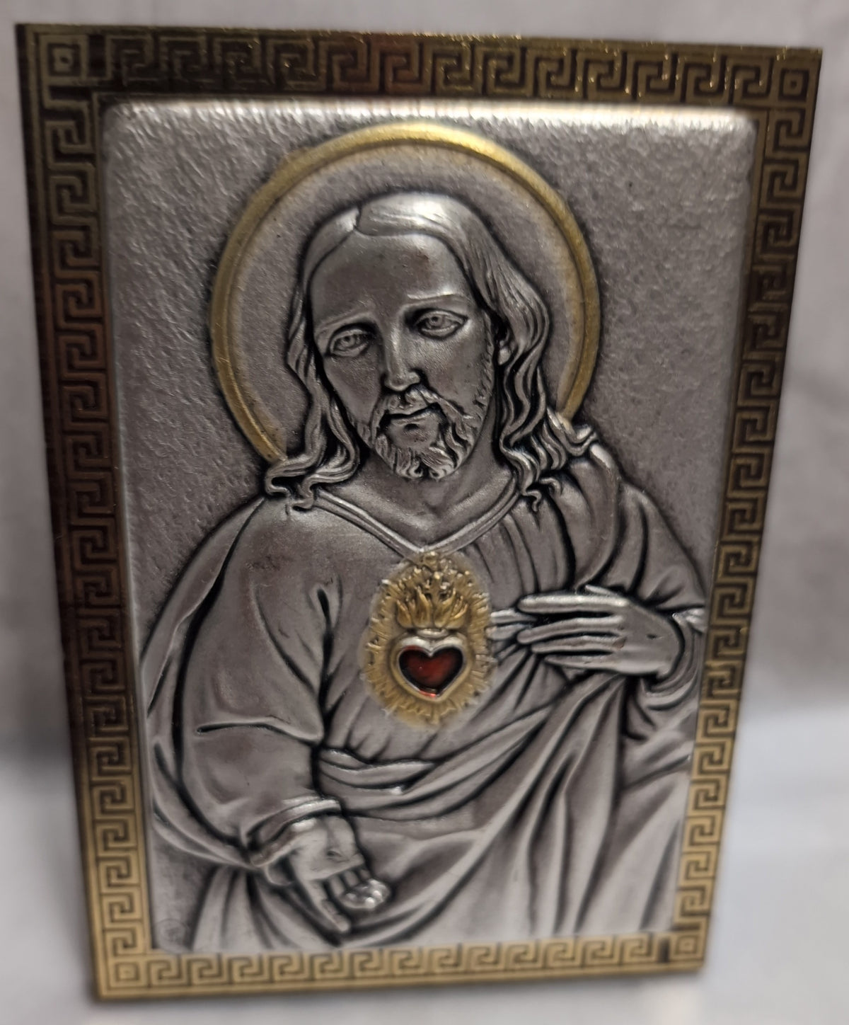 Sacred Heart of Jesus 4-1/8" x 3" Pewter Standing Plaque Gift