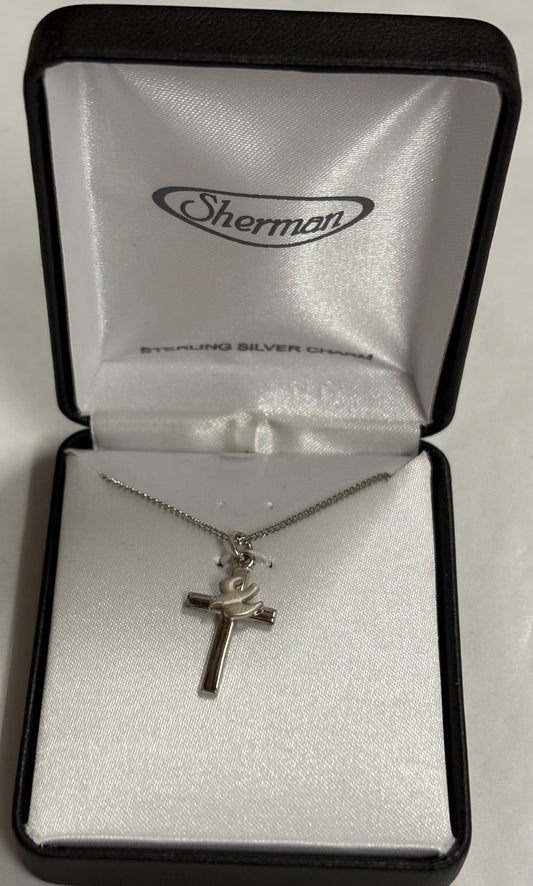 Stirling Silver Cross with Dove Confirmation