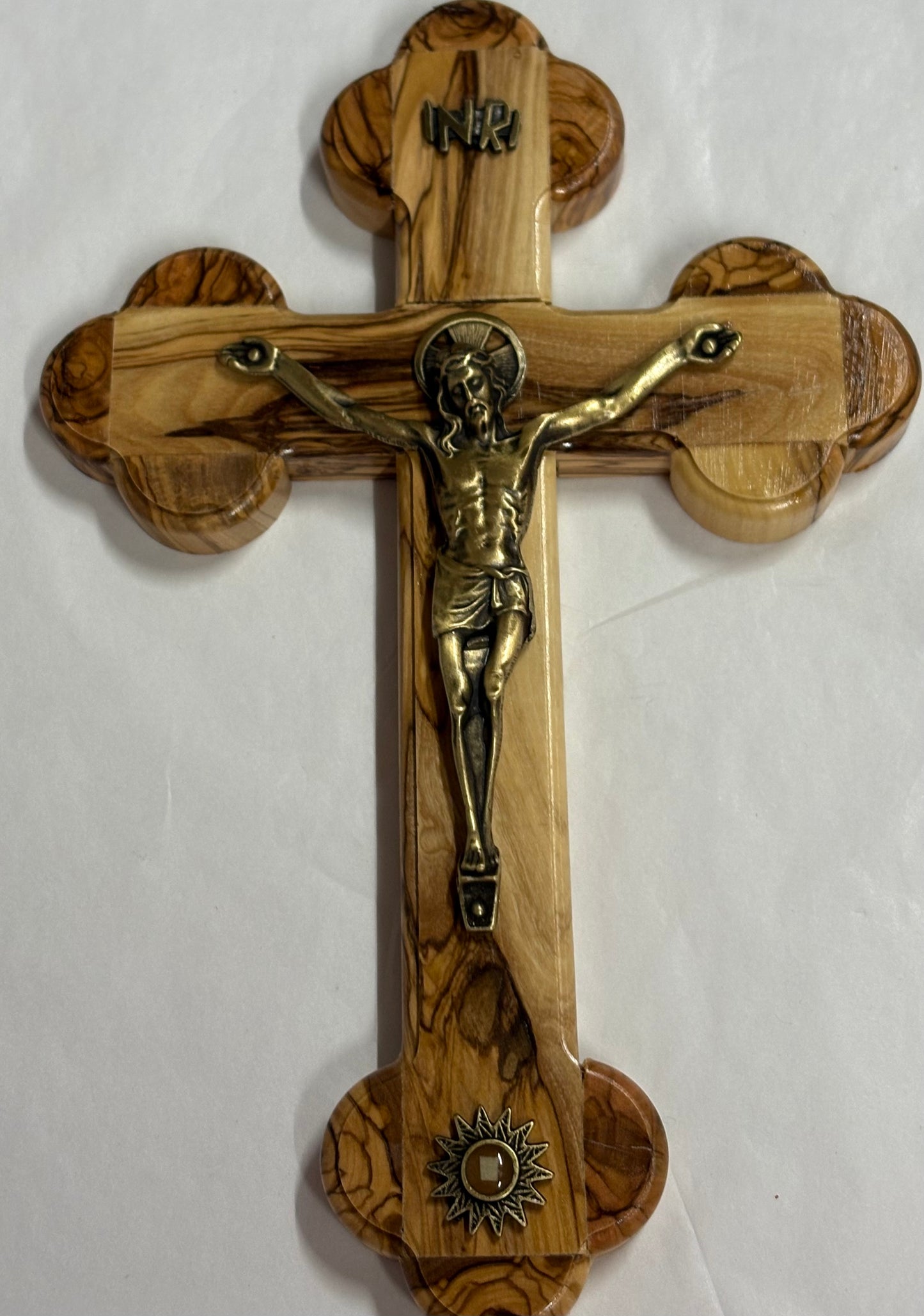 Crucifix With Relic Touch The Tomb Of Jesus 10 inch Olivewood
