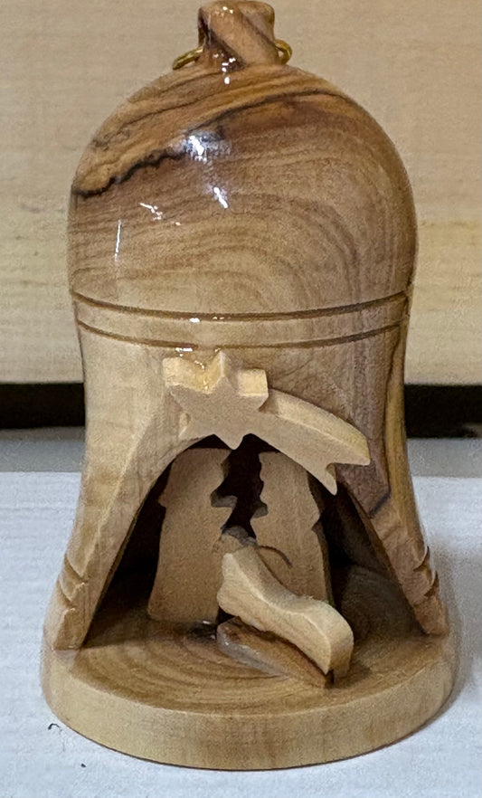 Small Bell Nativity Ornament Olivewood