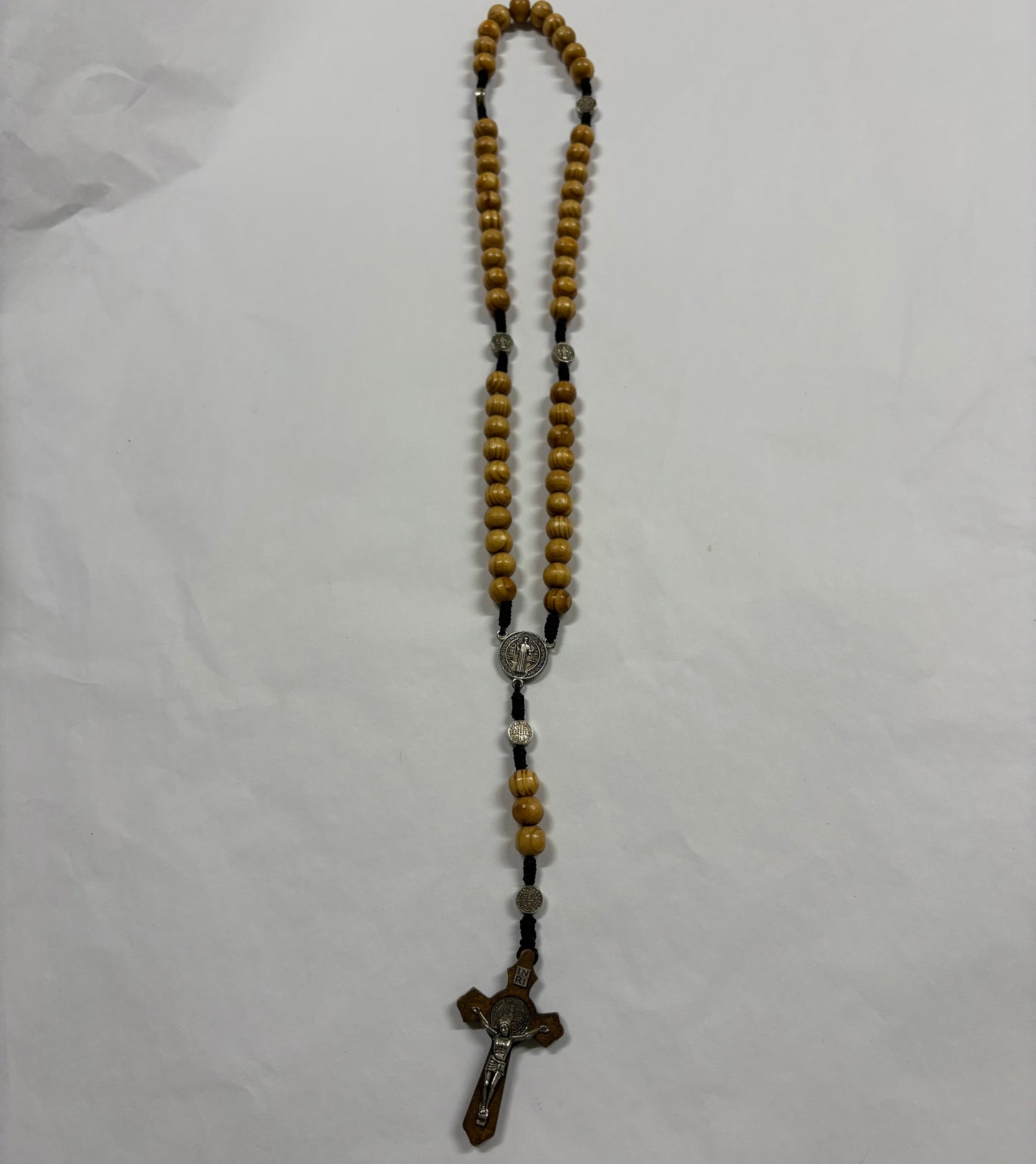 St Benedict Light Wood Rosary