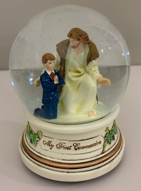 Jesus With Boy Globe Musical First Communion
