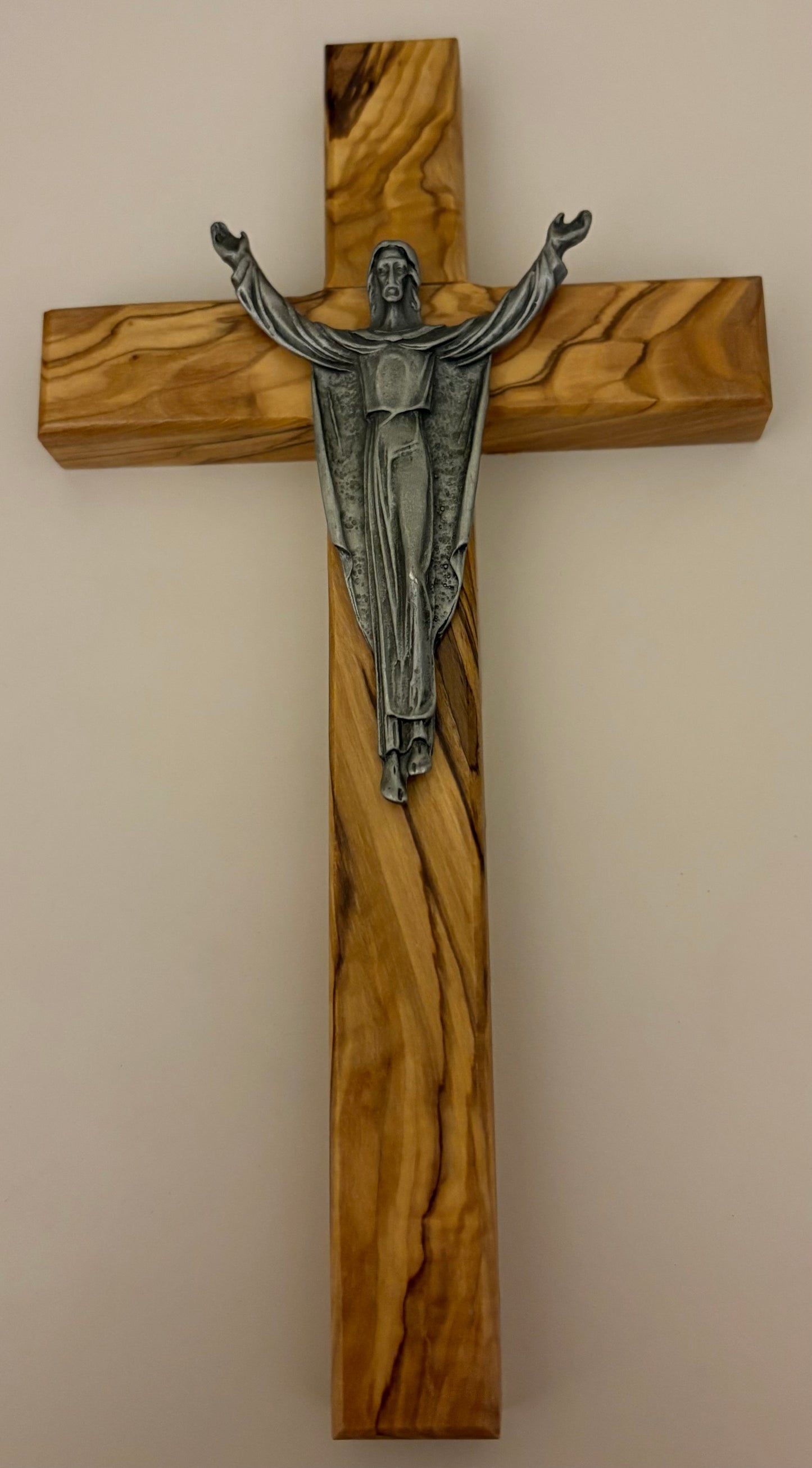 Risen 8 Inch Crucifix Olivewood