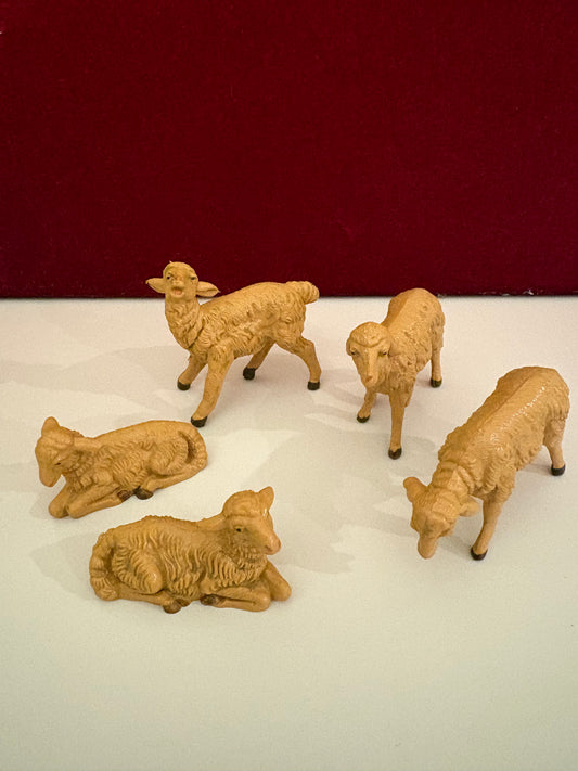 Sheep in Brown 5pc. Assorted - Animal 5" Resin Fontanini Nativity Figure