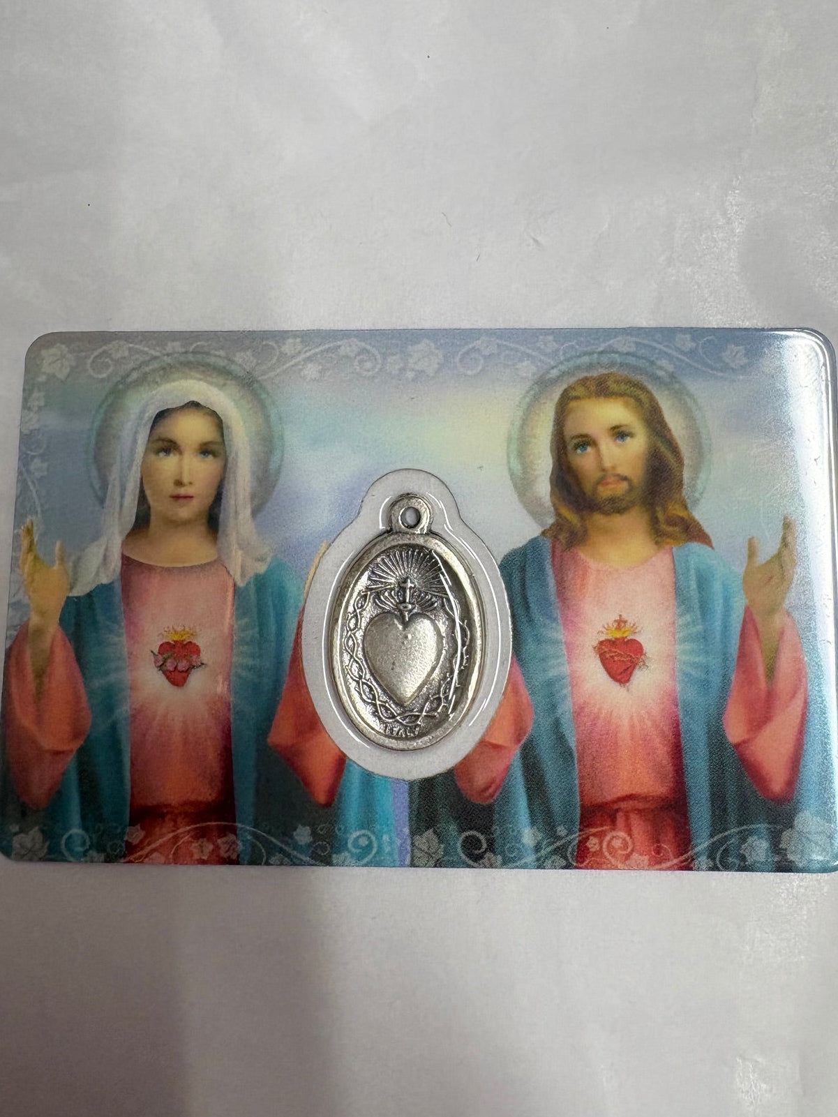 Sacred Hearts of Jesus and Mary Prayer Card