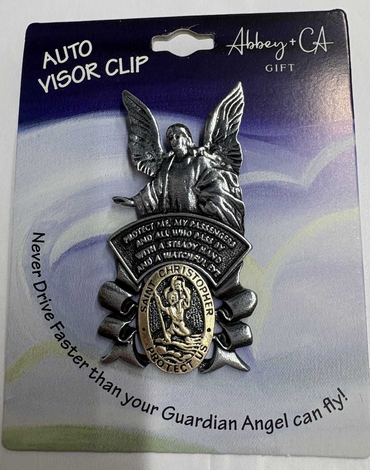 St. Christopher and Guardian Angel Visor Clip Gift
