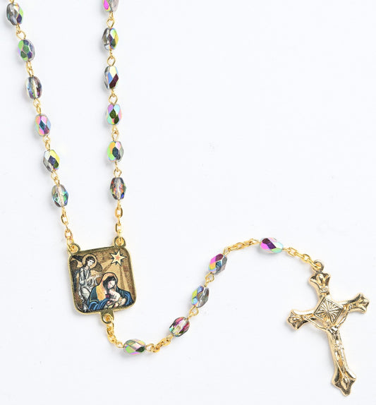 Coloured Bead and Gold Chain Nativity Rosary
