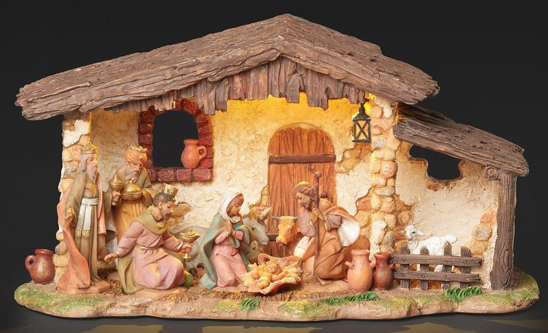 Nativity Stable - Stable for Use with 5" Scale Figures, Resin, LED, Music - No Box