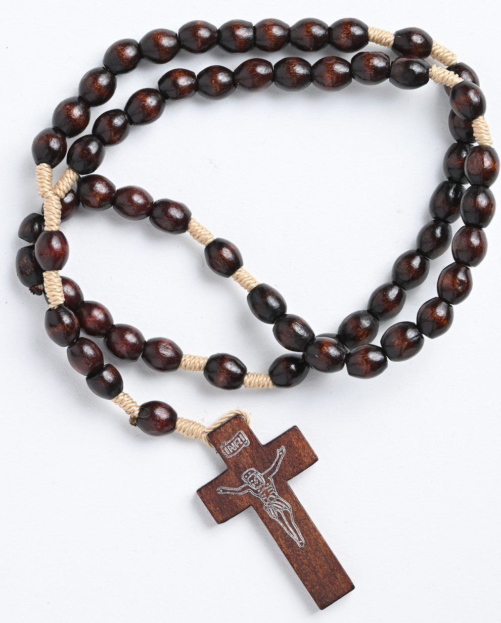 Brown Wood Rosary on Cord