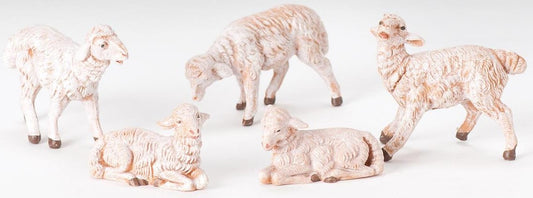 Sheep in White 5pc. Assorted - Animal 5" Resin Fontanini Nativity Figure - No Box