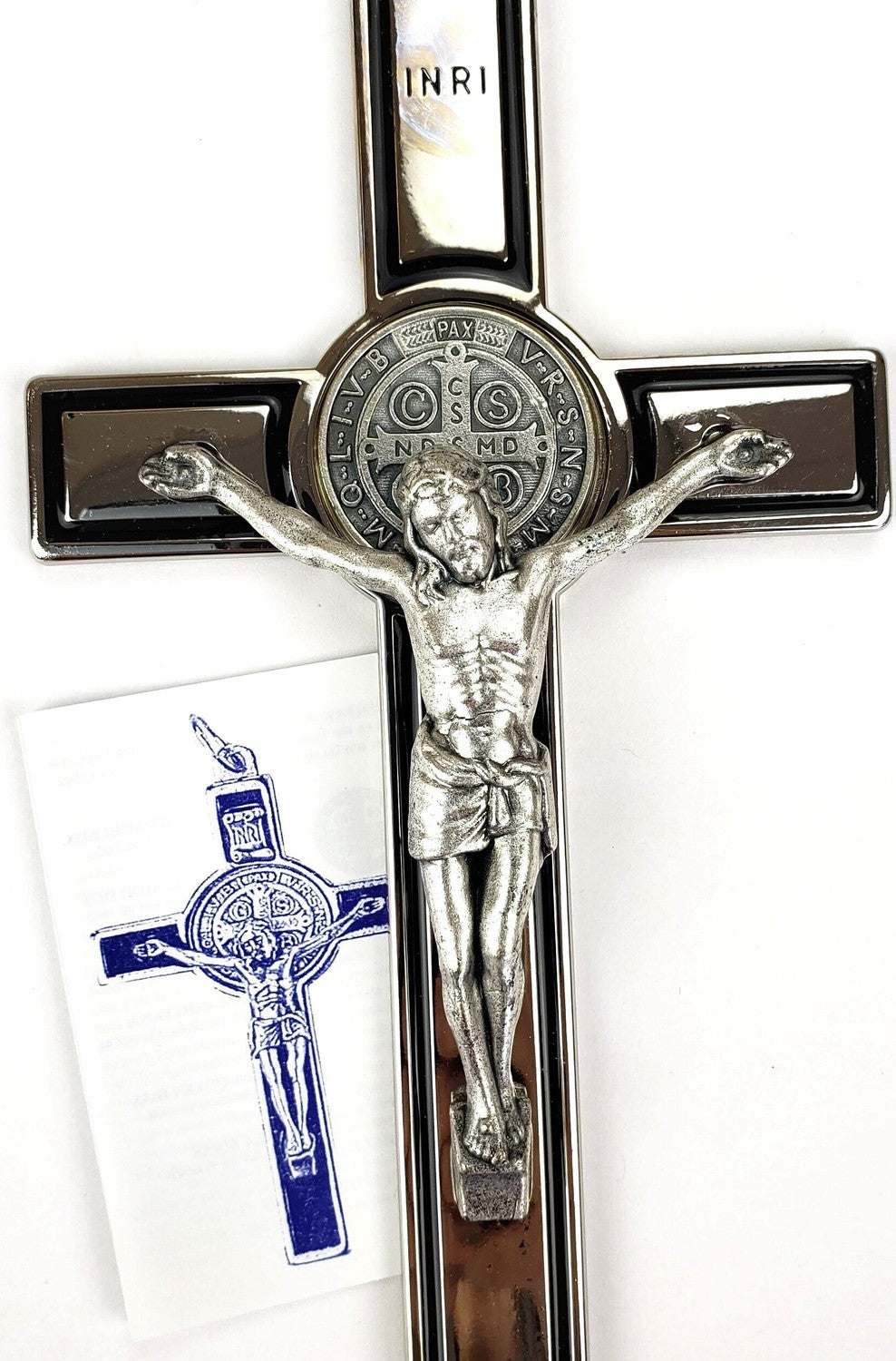St. Benedict 8" Wall Crucifix in Black Nickel
